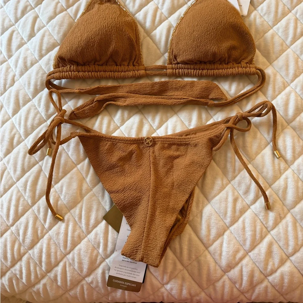 Women's Triangle String Bikini - Brown by VIX SWIMWEAR - Picture 2 of 5